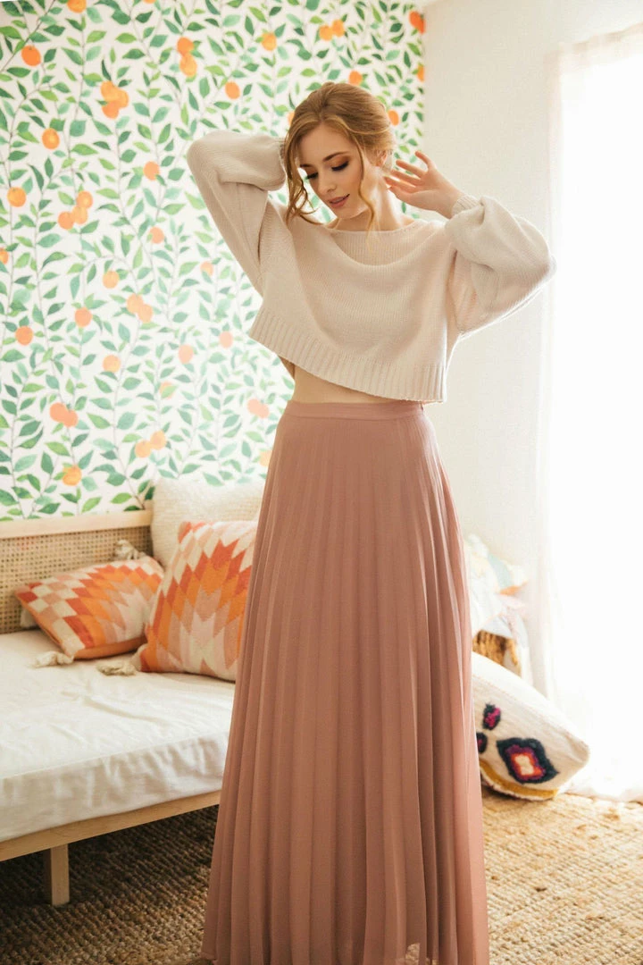 Aakaa Bridal Simone Pleated Maxi Skirt