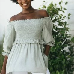 Oddi Maternity Friendly Mallory Smocked Tunic Top