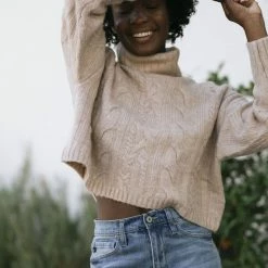 Style Melody Lettie Cable Knit Turtle Neck Clothing