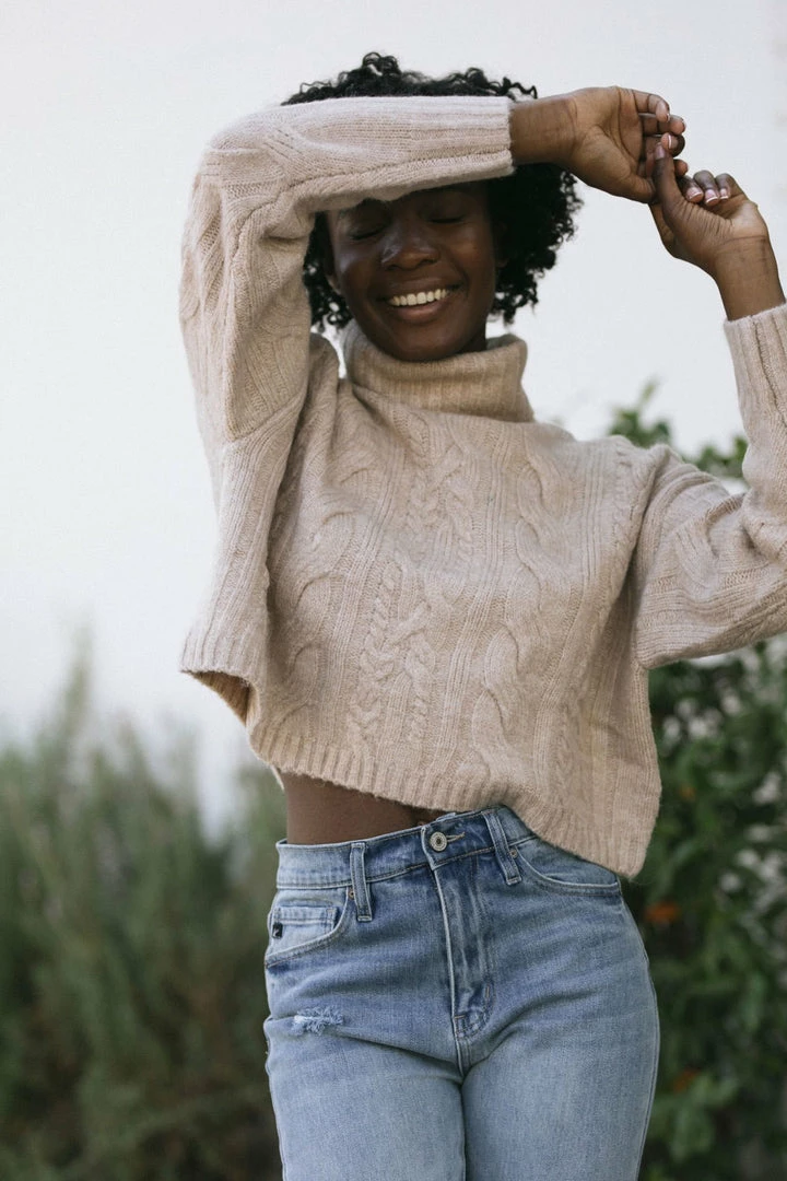 Style Melody Lettie Cable Knit Turtle Neck Clothing