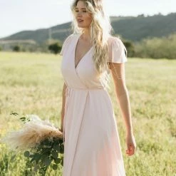 Soieblu Melody Short Sleeve Maxi Wrap Dress Bridal