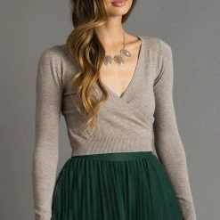 Dreamers Rosette Surplice Sweater Top