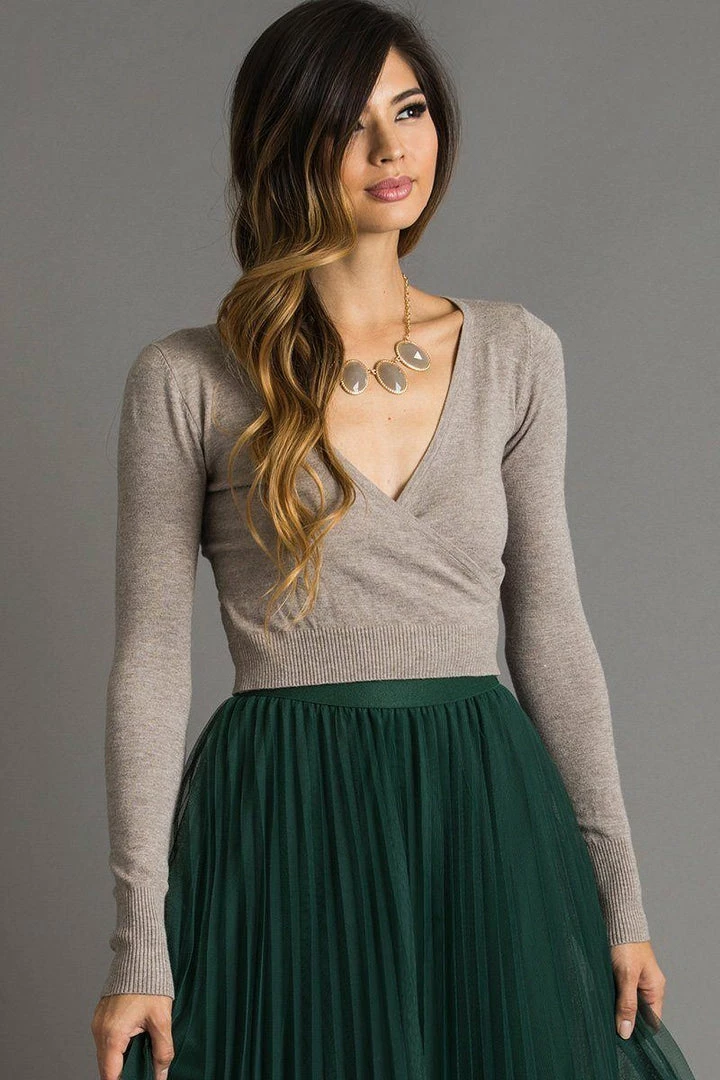 Dreamers Rosette Surplice Sweater Top