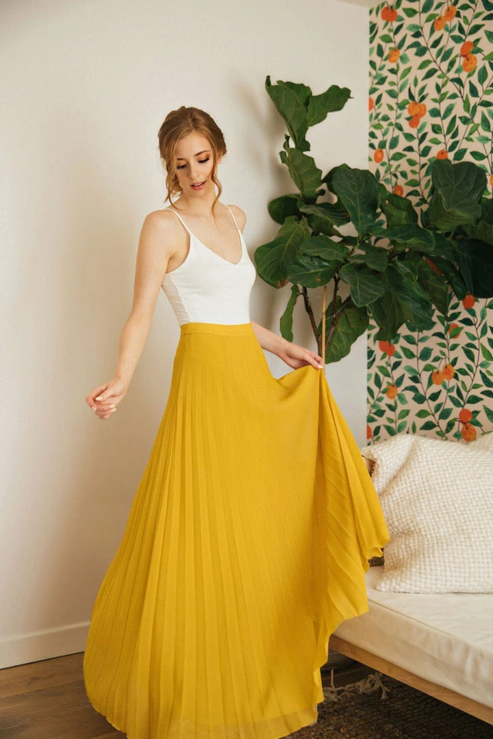 Aakaa Bridal Simone Pleated Maxi Skirt