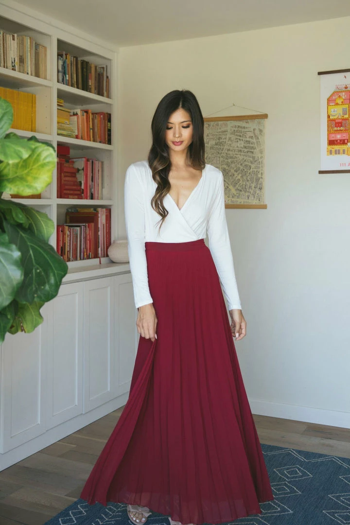 Aakaa Bridal Simone Pleated Maxi Skirt