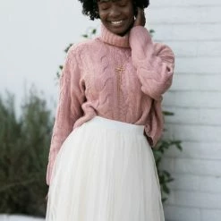 Style Melody Lettie Cable Knit Turtle Neck Clothing