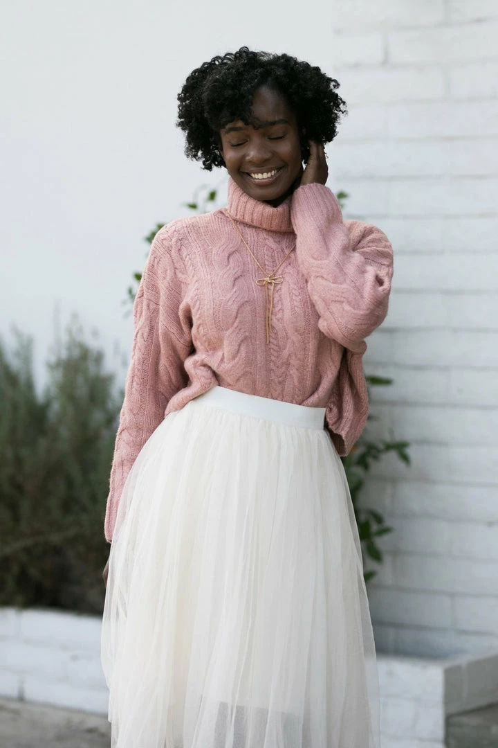 Style Melody Lettie Cable Knit Turtle Neck Clothing