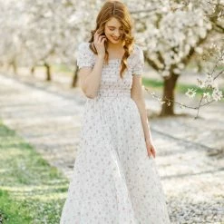 Storia Best Sellers Laura Smocked Floral Maxi Dress