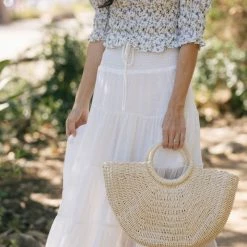 FAME Swim Elle Half Moon Straw Tote