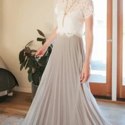 Aakaa Bridal Simone Pleated Maxi Skirt