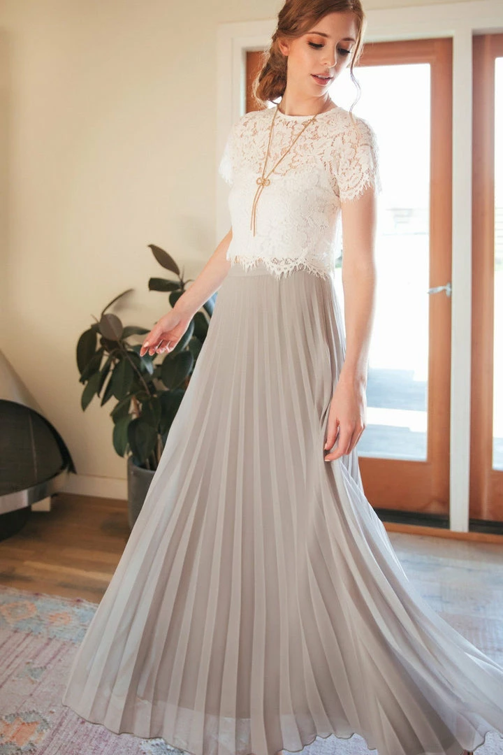 Aakaa Bridal Simone Pleated Maxi Skirt