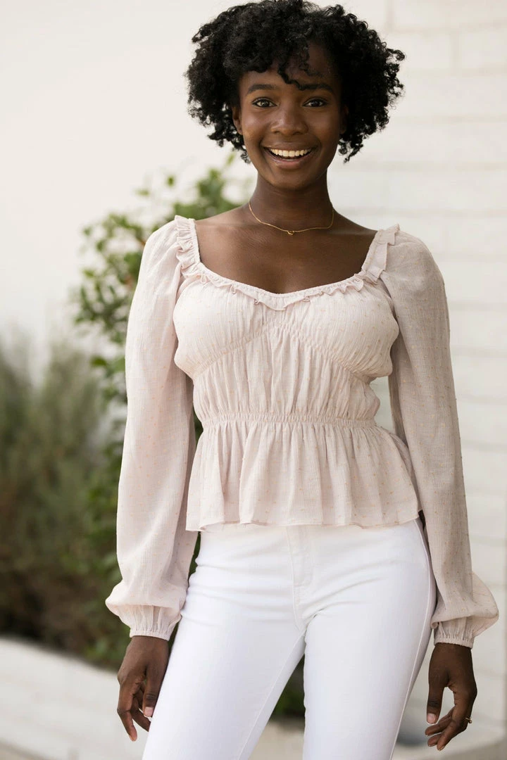 Sweet Lemon Clothing Mona Dotted V-Neck Blouse