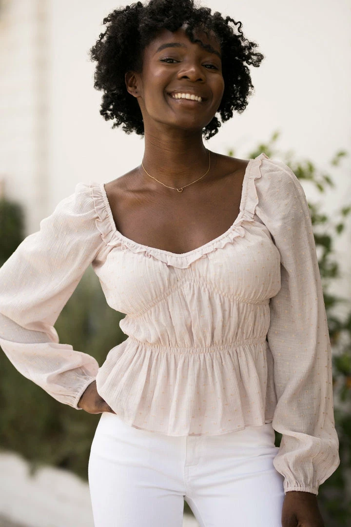 Sweet Lemon Clothing Mona Dotted V-Neck Blouse