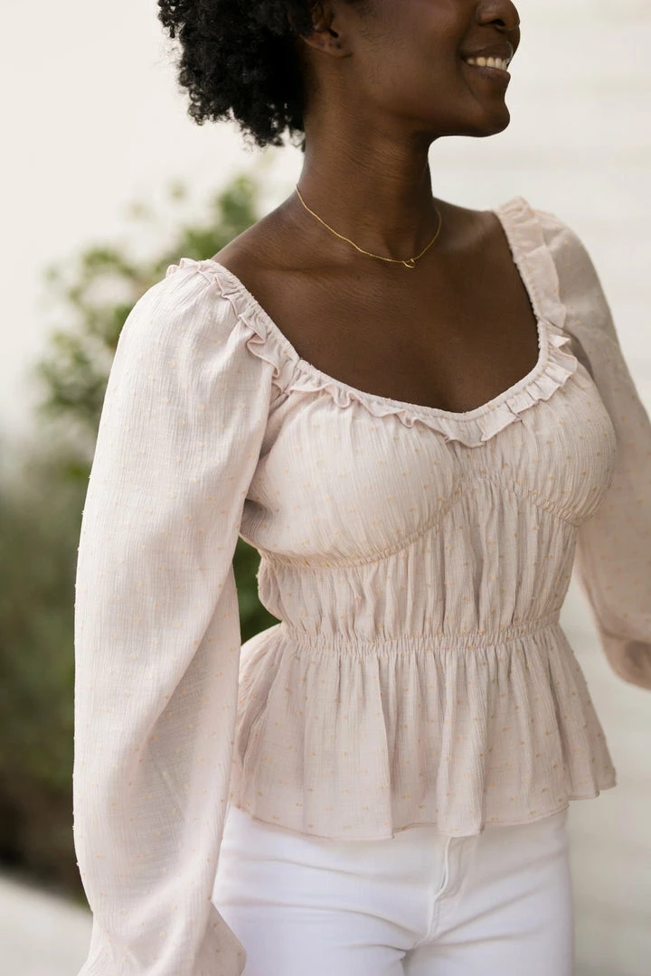 Sweet Lemon Clothing Mona Dotted V-Neck Blouse