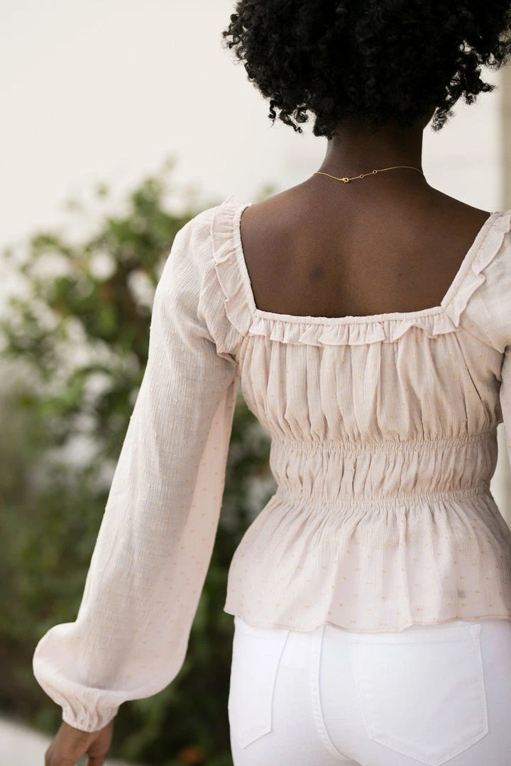 Sweet Lemon Clothing Mona Dotted V-Neck Blouse