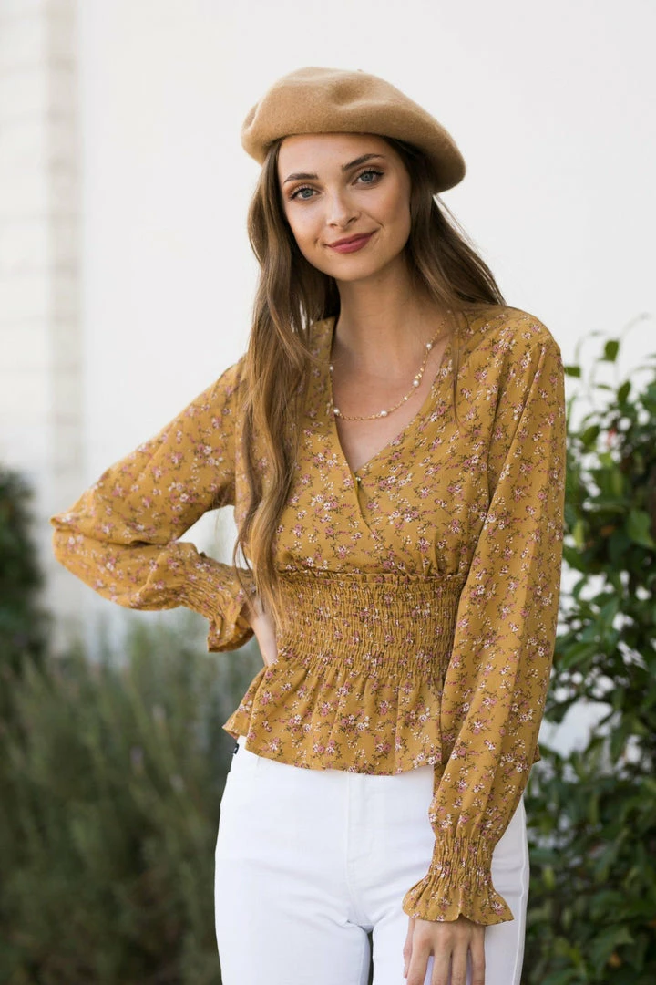 Paper Crane Penny Smocked Waist Blouse Clothing