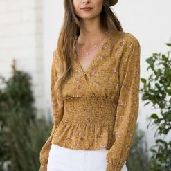 Paper Crane Penny Smocked Waist Blouse Clothing