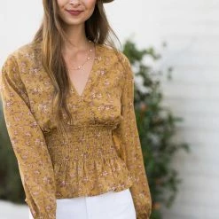 Paper Crane Penny Smocked Waist Blouse Clothing