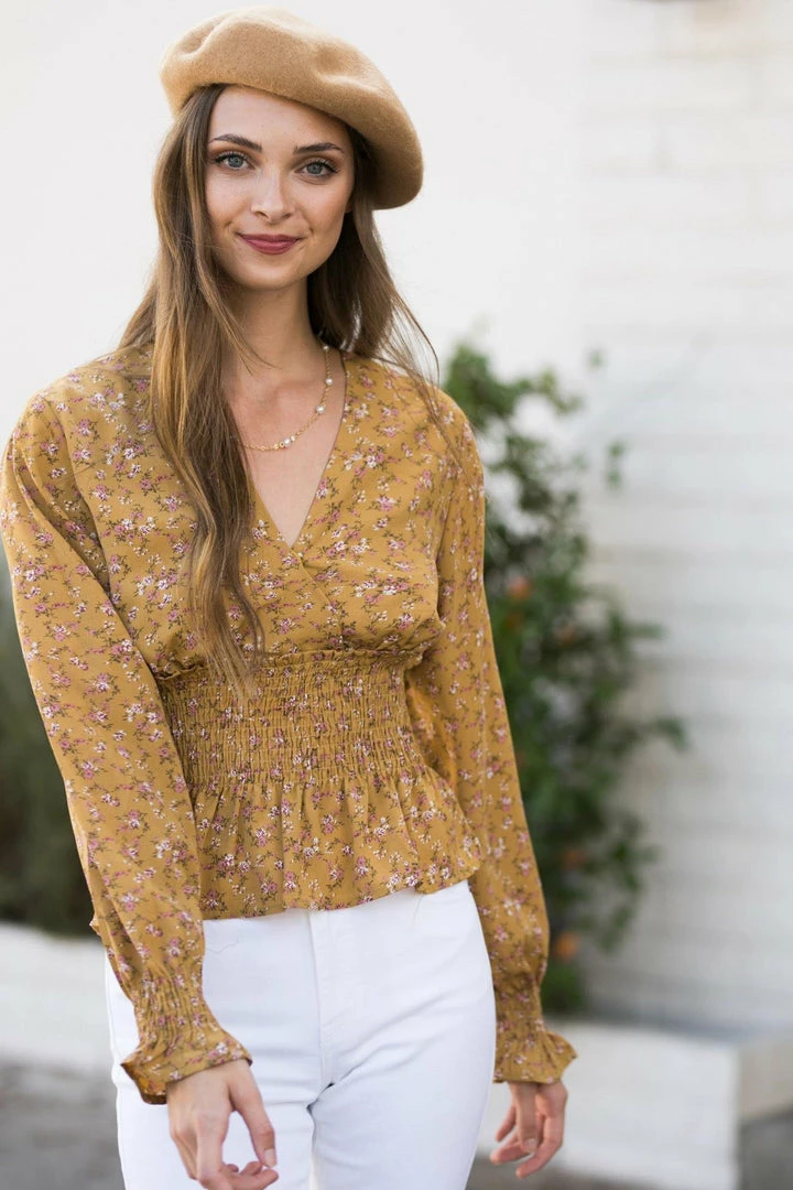 Paper Crane Penny Smocked Waist Blouse Clothing