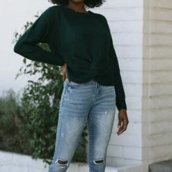 Listicle Work Essentials Maeve Twisted Front Sweater
