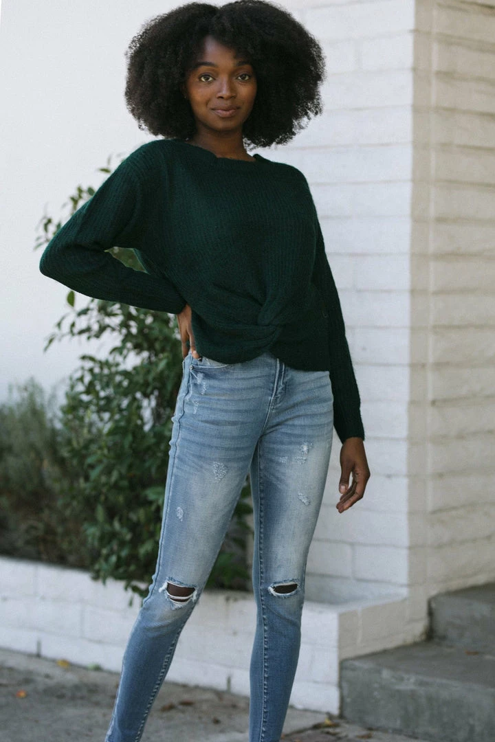 Listicle Work Essentials Maeve Twisted Front Sweater