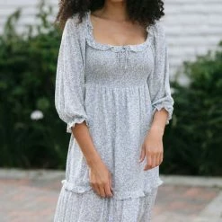 Lush Maternity Friendly Jude Smocked Midi Dress