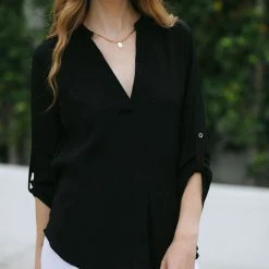 Lush Pacey V-Neck Blouse