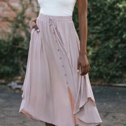 Final Touch Rowan Button Midi Skirt Maternity Friendly