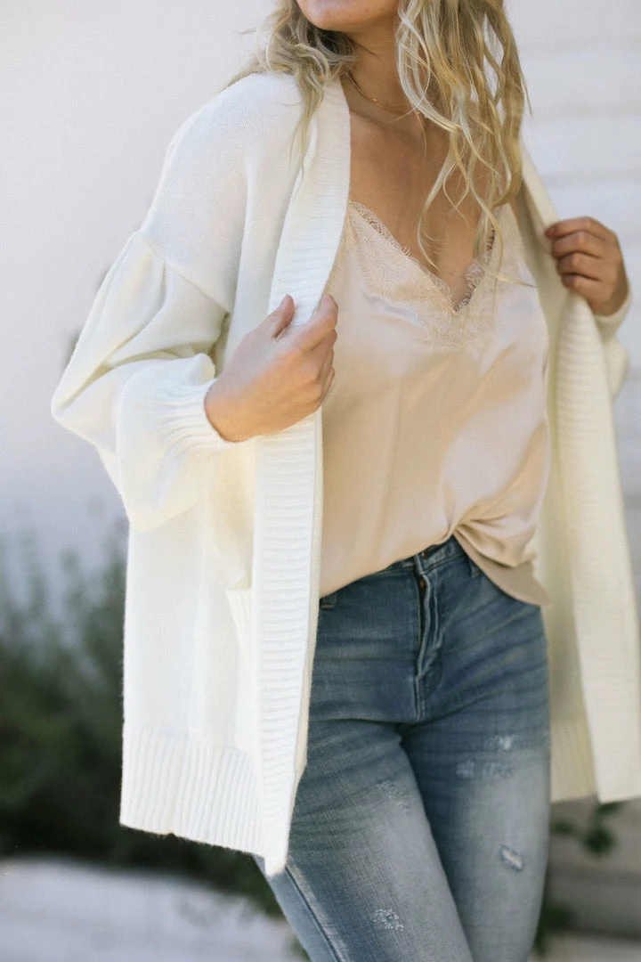 Dreamers Ava Puff Sleeve Cardigan Clothing