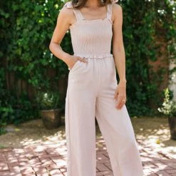 Blu Pepper Maternity Friendly Yesenia Tie Shoulder Jumpsuit