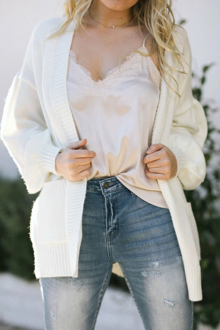 Dreamers Ava Puff Sleeve Cardigan Clothing