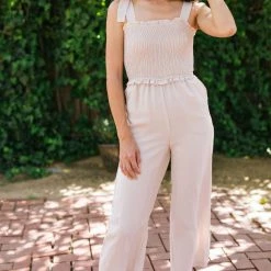 Blu Pepper Maternity Friendly Yesenia Tie Shoulder Jumpsuit