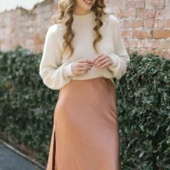 Audrey 3+1 Judith Satin Midi Skirt