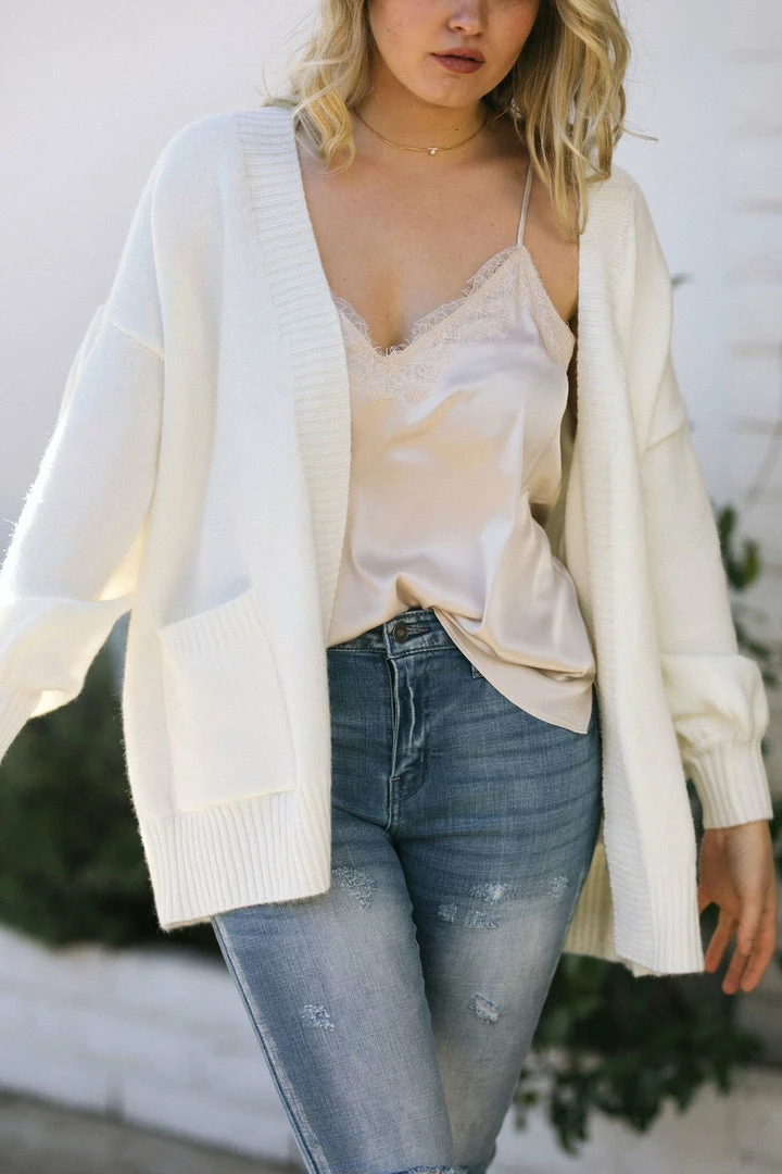 Dreamers Ava Puff Sleeve Cardigan Clothing