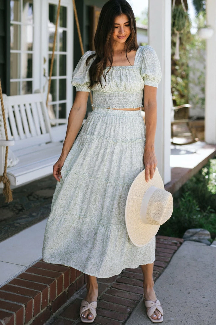 Blu Pepper Maternity Friendly Tinsley Tiered Midi Skirt