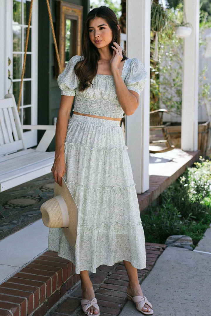 Blu Pepper Maternity Friendly Tinsley Tiered Midi Skirt