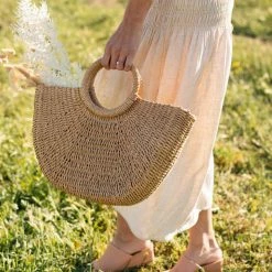 FAME Swim Elle Half Moon Straw Tote
