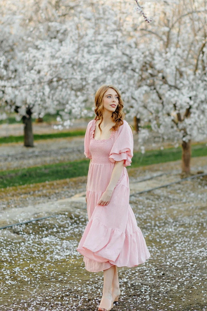 & Merci Best Sellers Paige Puff Sleeve Tiered Midi Dress