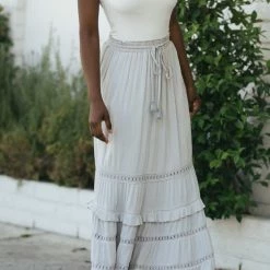 In Loom Maternity Friendly Lilian Tiered Tassel Maxi Skirt