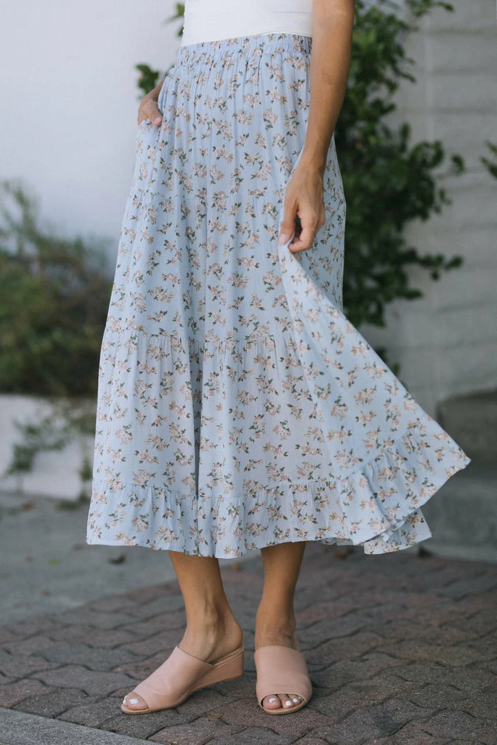 Calista Nina Tiered Midi Skirt Clothing