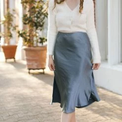 Audrey 3+1 Judith Satin Midi Skirt