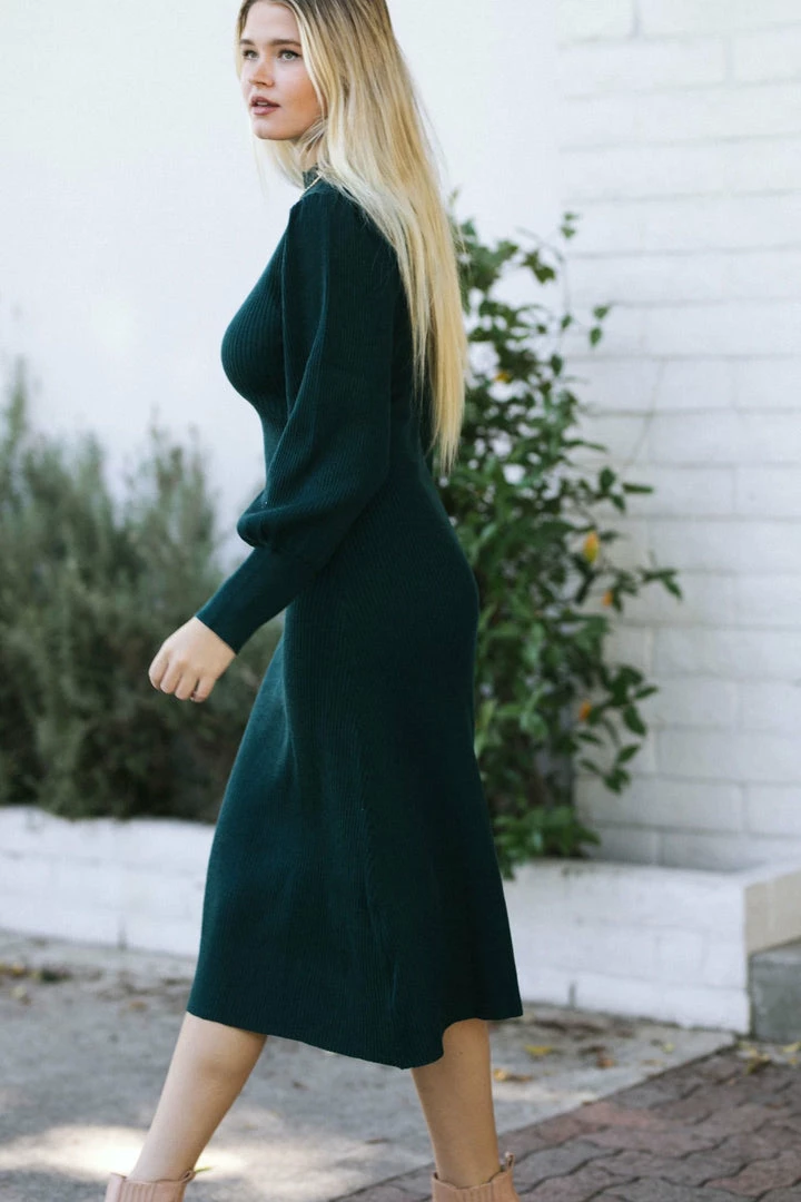 Lush Clothing Piper Mock Neck Puff Sleeve Dress