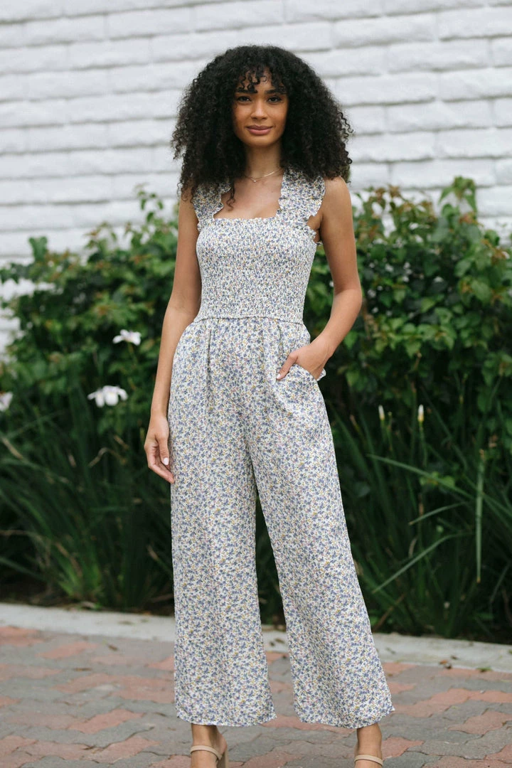 Fore Collection Keely Smocked Jumpsuit Clothing