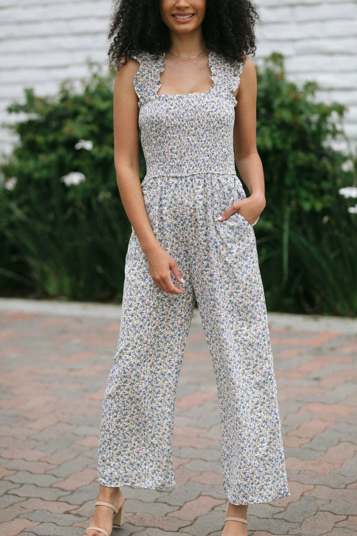 Fore Collection Keely Smocked Jumpsuit Clothing
