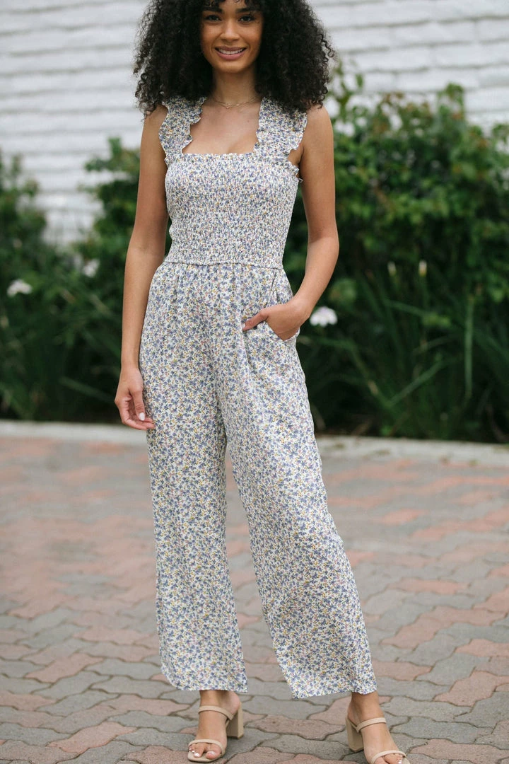 Fore Collection Keely Smocked Jumpsuit Clothing