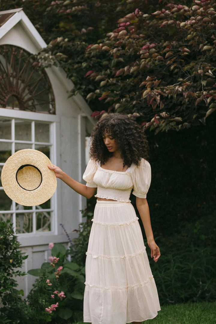 Blu Pepper Maternity Friendly Doreen Tiered Midi Skirt