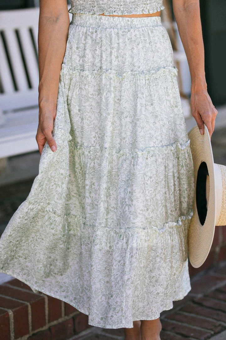 Blu Pepper Maternity Friendly Tinsley Tiered Midi Skirt