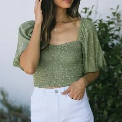 Audrey 3+1 Clothing Rowena Smocked Crop Top