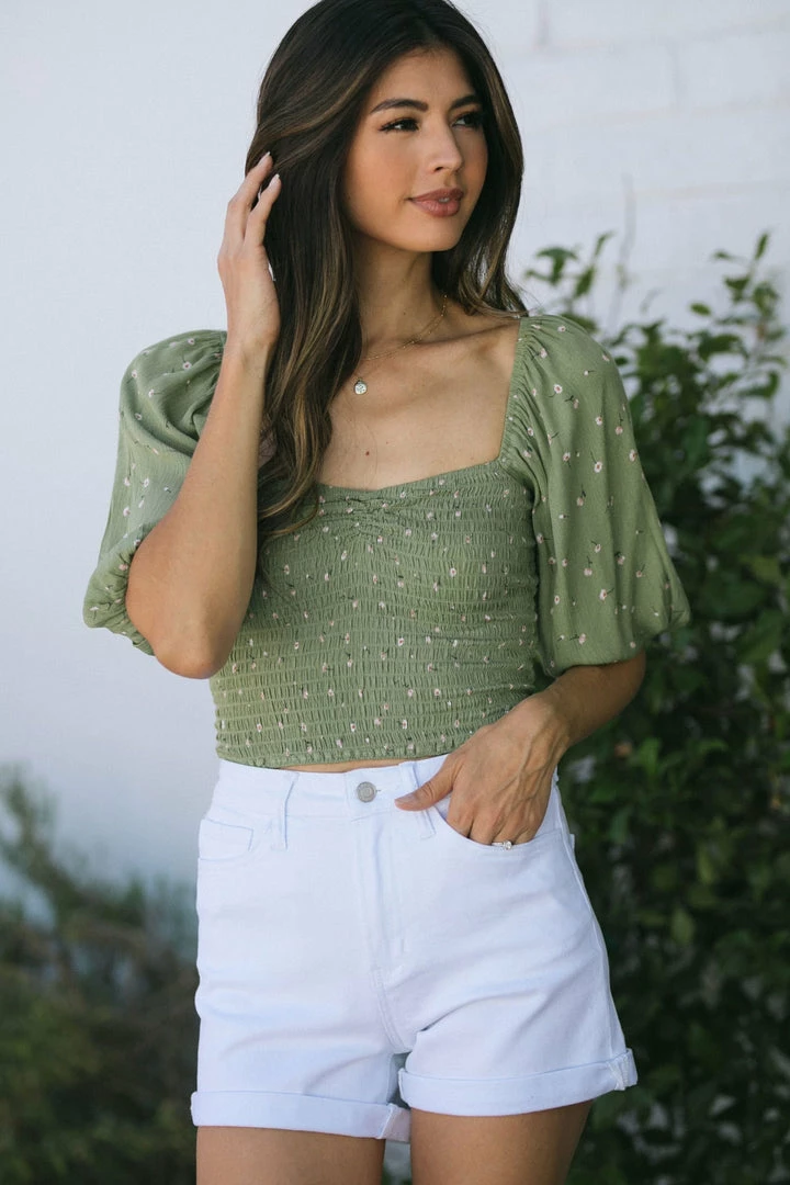 Audrey 3+1 Clothing Rowena Smocked Crop Top