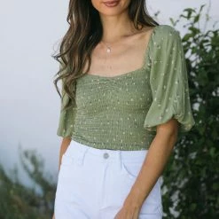 Audrey 3+1 Clothing Rowena Smocked Crop Top